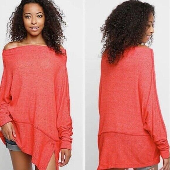 Free People Londontown Thermal Ted Cherry Top Size Small - Picture 1 of 10